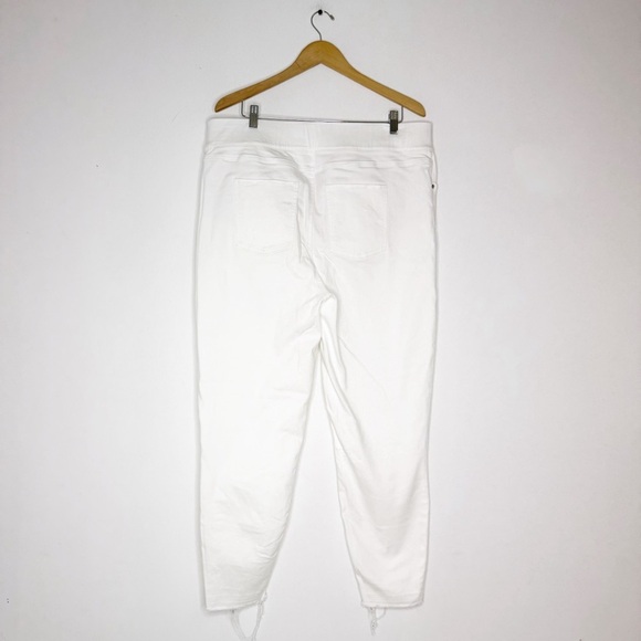 Spanx White Ankle Skinny Jeans 3X / 26 Pull-On Stretch Denim Raw Hem - Picture 2 of 8
